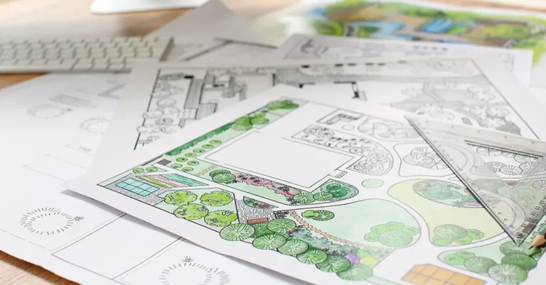 Landscape designer's projects on table in office
