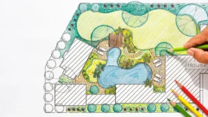 Landscape architect design backyard plan