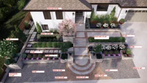 arial rendering of backyard landscaping
