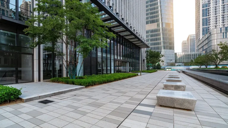 modern business park with work done by commercial landscape contractors