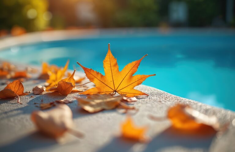 Swimming Pool with Autumn Leaves